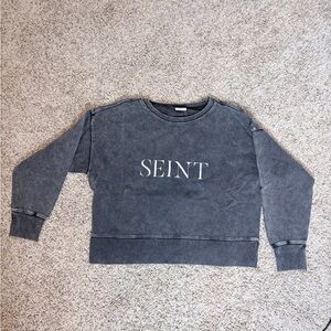 SEINT NWT Washed Black Graphic Crewneck Sweatshirt